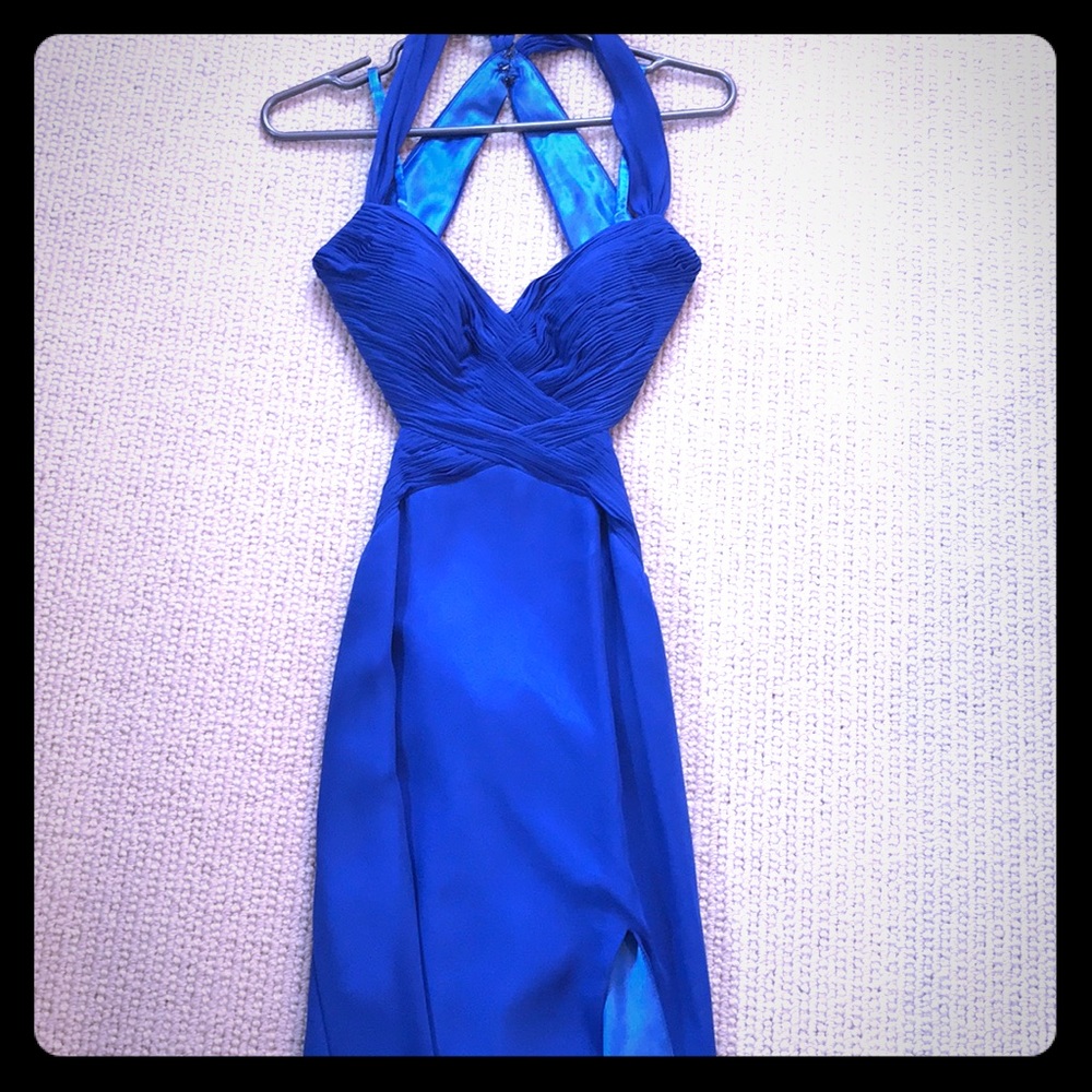 Faviana sz 6 cutouts dress blue